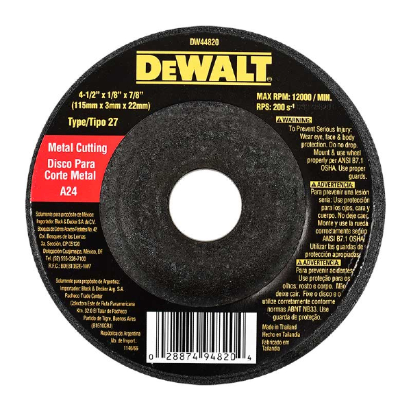 DW44820 DISCO CORTE  METAL DEWALT 4 1/2