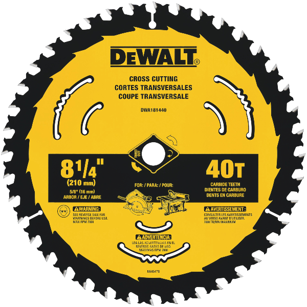 DWA181440  DISCO SIERRA 8-1/4 X40 DIENTES X5/8 DW3184