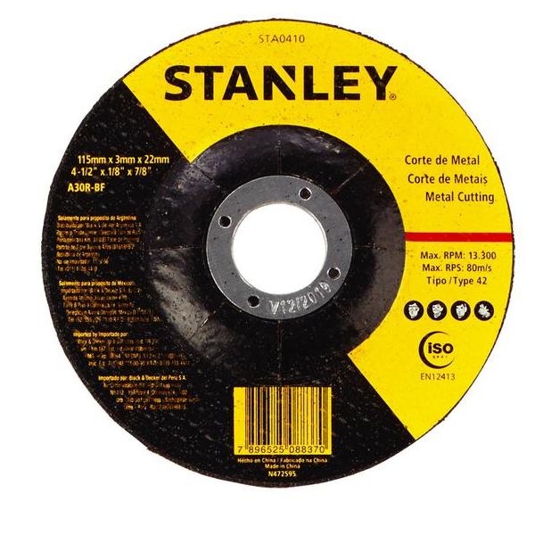 STA0410 DISCO CORTE FIERRO STANLEY TIPO 27 4 1/2  x 1/8  x 7/8